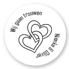 Gepersonaliseerde sticker | Ringen in hartvorm | 8 stuks