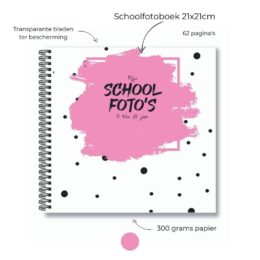 Schoolfoto invulboek 21×21 – Roze