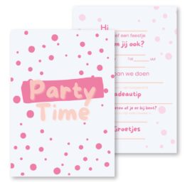 Uitnodiging Kinderfeestje | Party Pink Dots excl. enveloppen