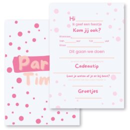 Uitnodiging Kinderfeestje | Party Pink Dots excl. enveloppen