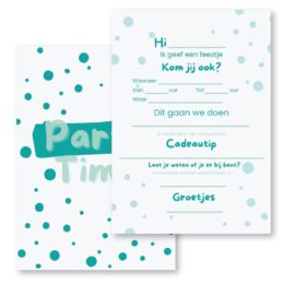 Uitnodiging Kinderfeestje | Party Turquoise excl. enveloppen