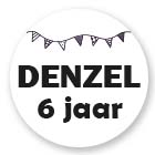 Traktatie sticker met naam en leeftijd | Slingers | 8 stuks