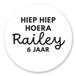 Sticker met naam en leeftijd | Hiep Hiep Hoera | 8 stuks