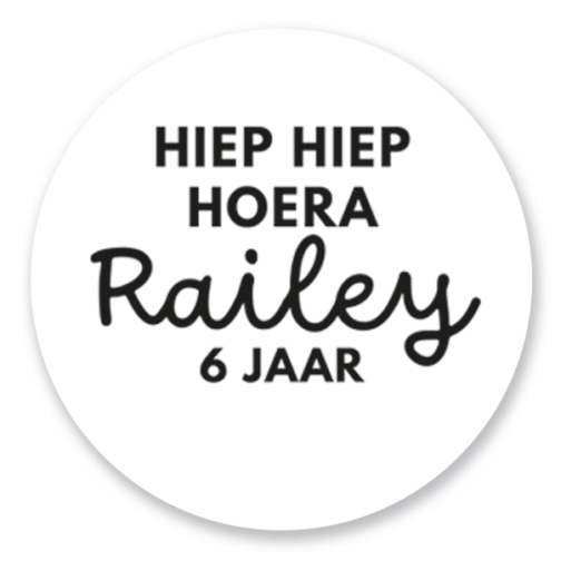 traktatie naamsticker hiep hiep hoera