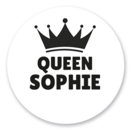 Traktatie sticker met naam | Queen | 8 stuks